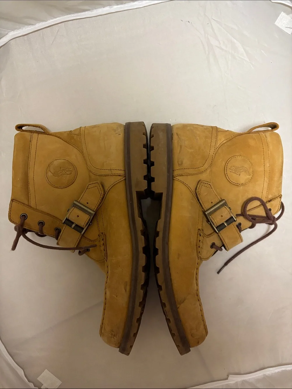 Polo Ralph Lauren Ankle Boots Tan Leather Laceup Buckle Straps Sz 11D Men’s